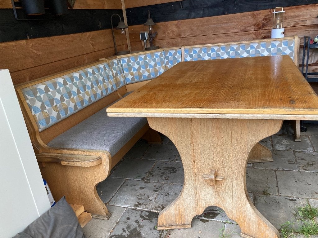 Oostenrijkse/Duitse Stube eethoek 170 x 170, Huis en Inrichting, Ophalen, Gebruikt, Stof, Vintage