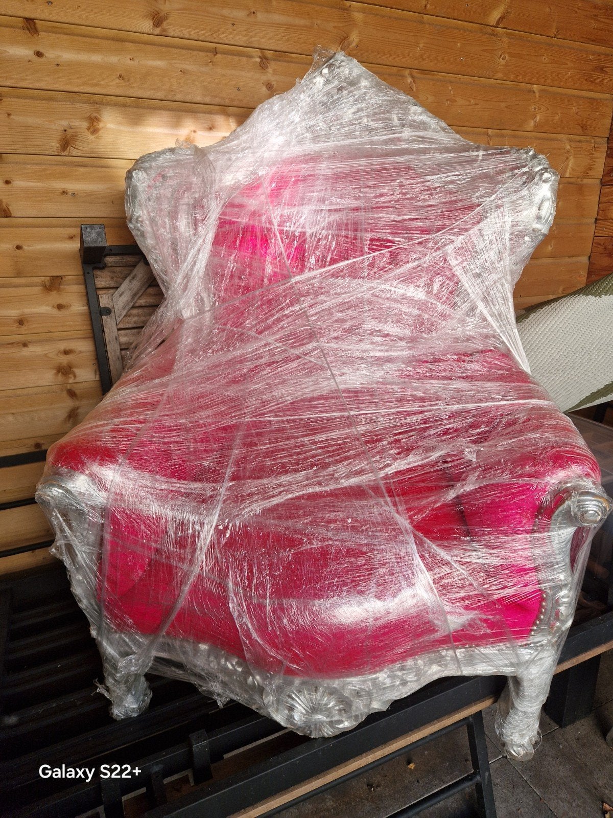 Barok Koningsstoel - Roze Fluweel - Sierstuk, Ophalen