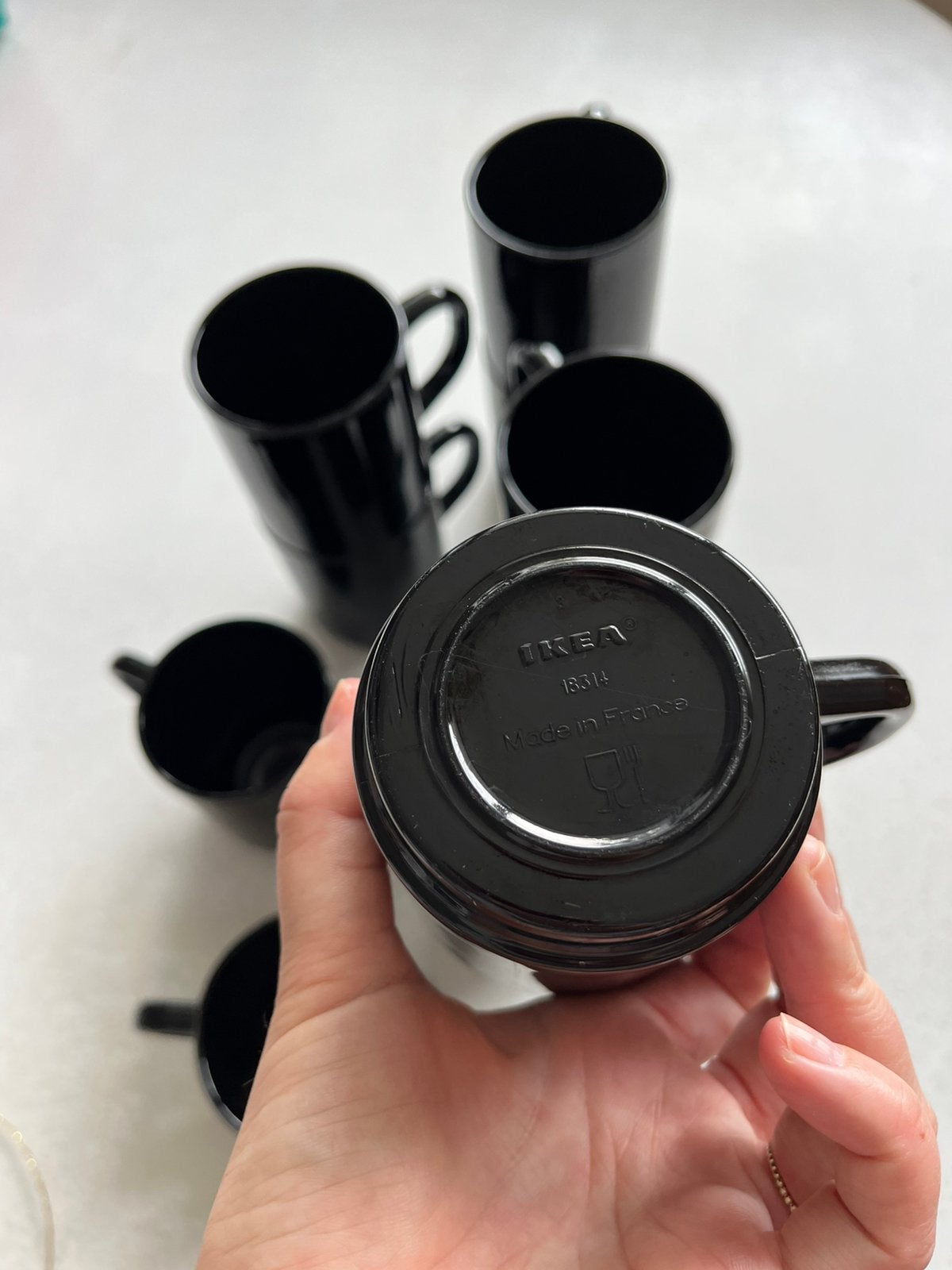 Zwarte koffiekopjes IKEA, Gebruikt, Vintage, IKEA, Ophalen of Verzenden