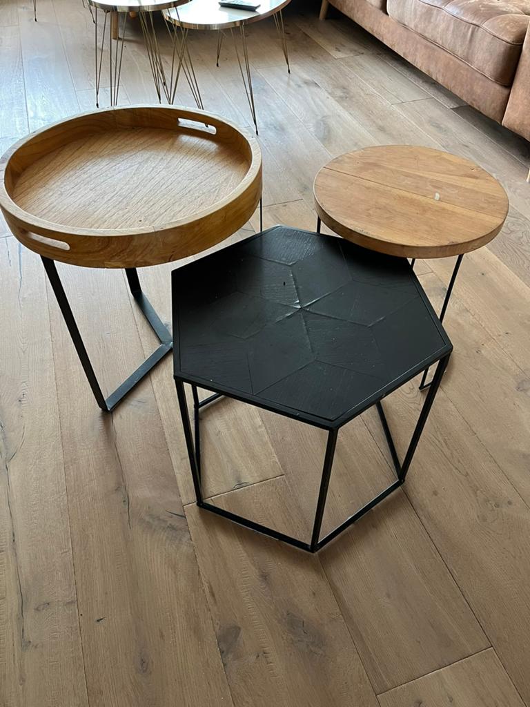 3 leuke bijzettafels, 45 tot 60 cm, Minder dan 55 cm, Rond, Ophalen of Verzenden