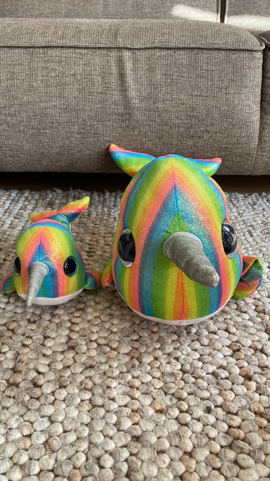 Regenboog narwal knuffels van ty beanie boo. (Groot & klein), Meerkleurig, Glitter, Ophalen of Verzenden, Zo goed als nieuw