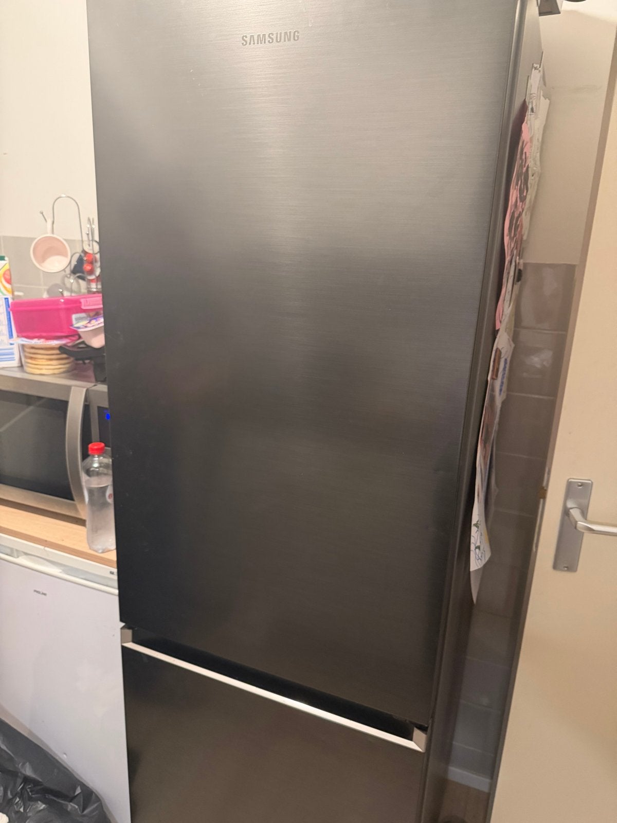 Samsung koel-vriescombinatie in RVS/zwart., Ophalen, Gebruikt, 200 liter of meer, Met aparte vriezer