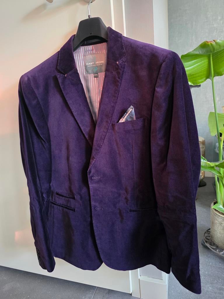 Paars velours Heren Colbert, Kleding | Heren, Ophalen, Zo goed als nieuw, Overige maten, Paars