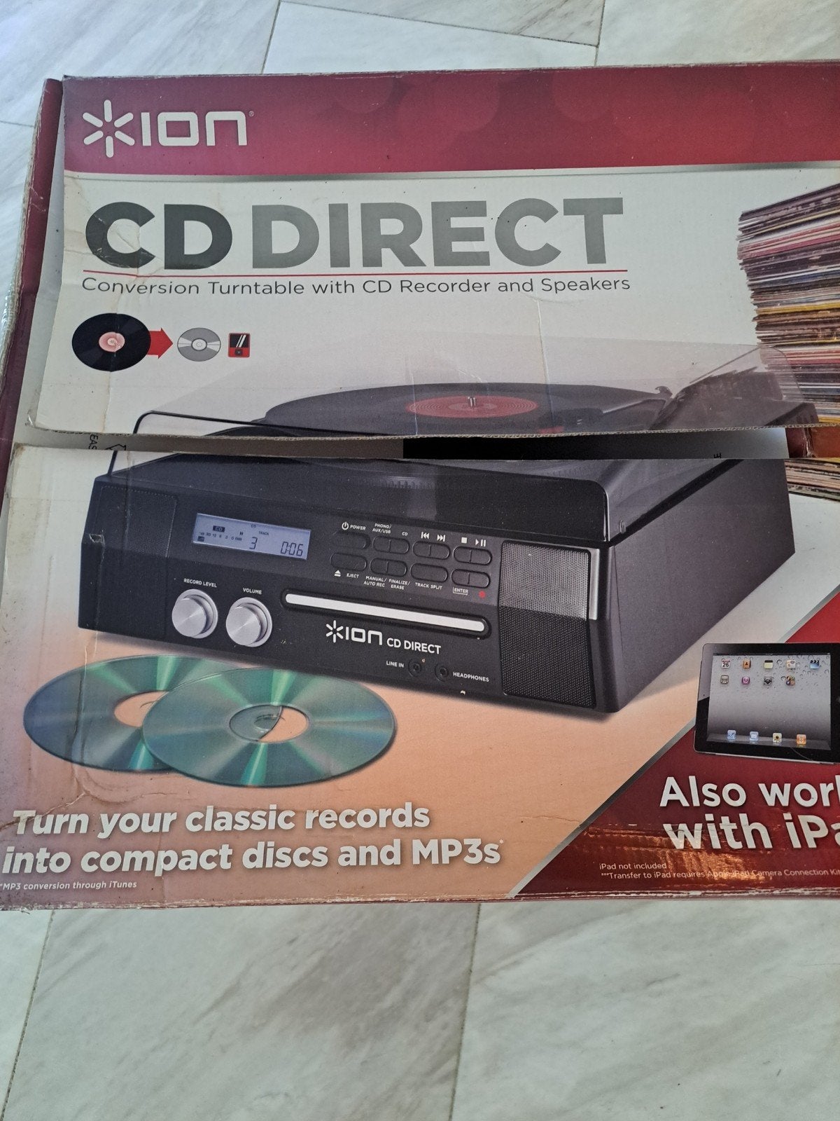 ION CD Direct Platenspeler/ CDspeler en overzetten van LP's, Ophalen, Nieuw, Platenspeler, Overige merken