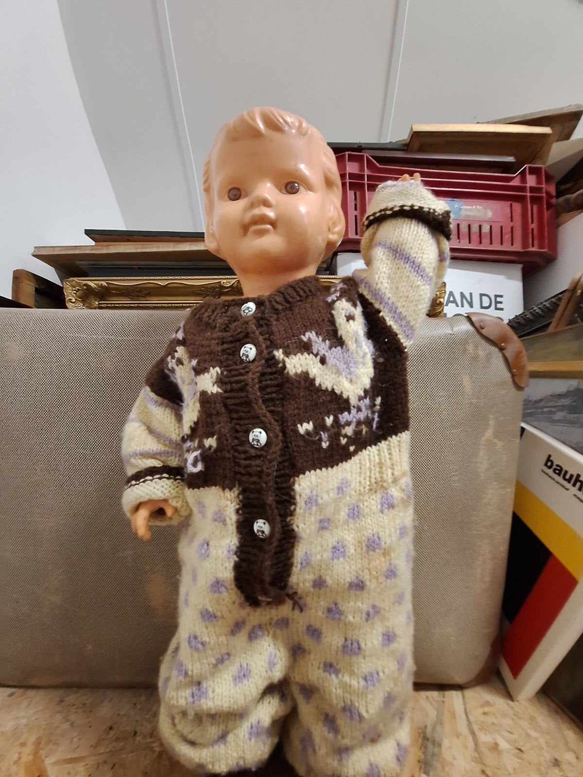 Vintage Wildebras Pop met gebreide kleding, Verzamelen, Poppen, Ophalen of Verzenden, Gebruikt, Pop