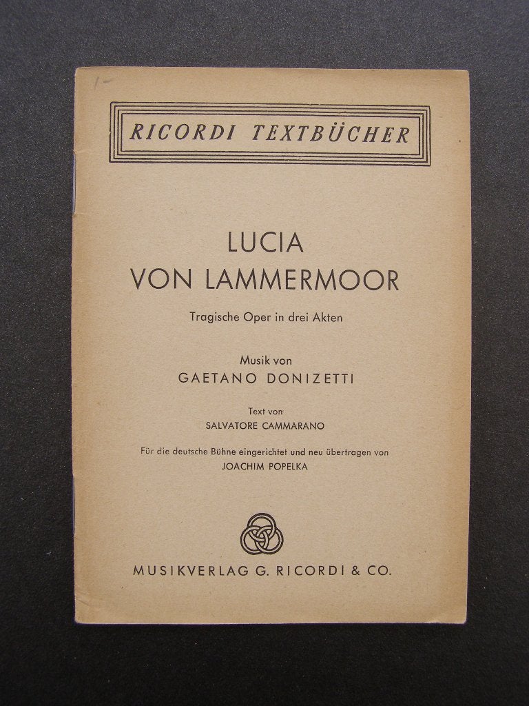 Opera tekstboekje: Lucia von Lammermoor - Donizetti, Ophalen of Verzenden, Gelezen, Genre of Stijl, Donizetti