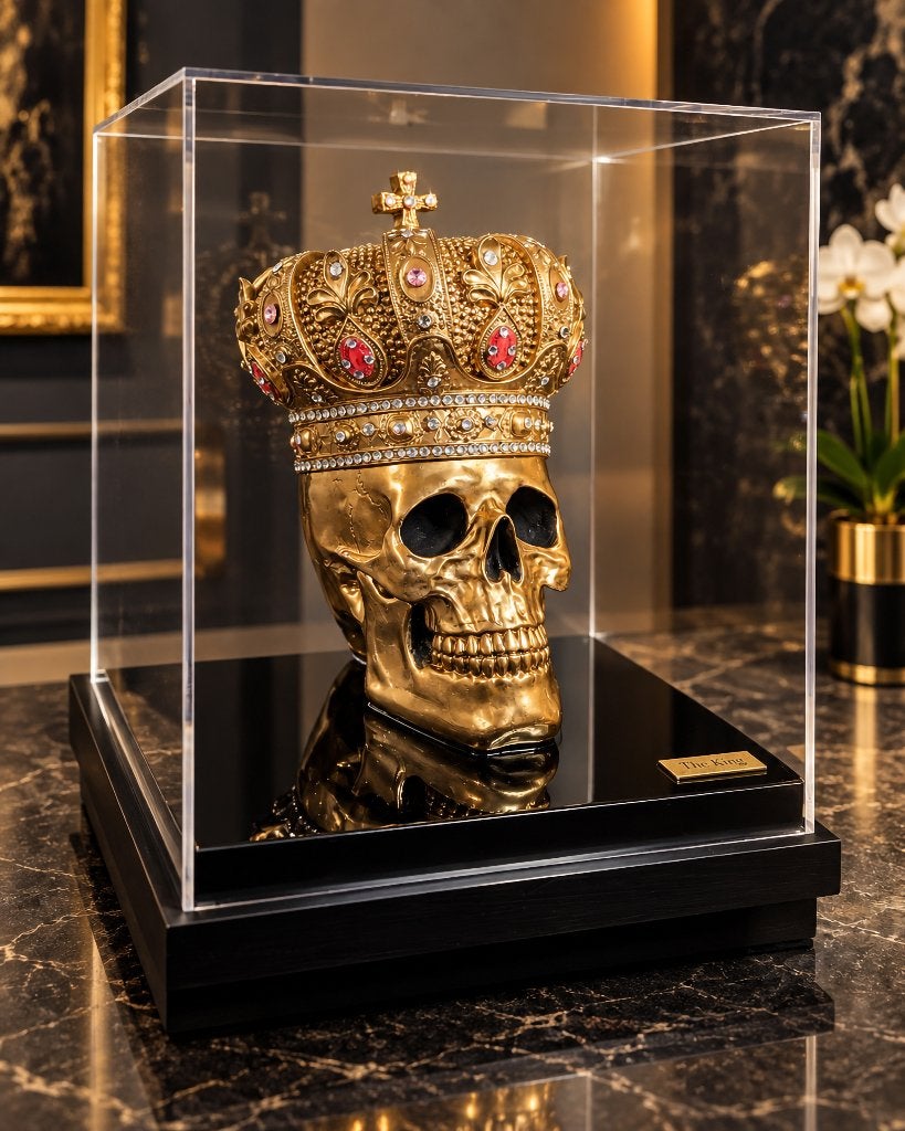 Gouden Skull by Tonny Baars, Goud, Object, Ophalen of Verzenden, 50 cm