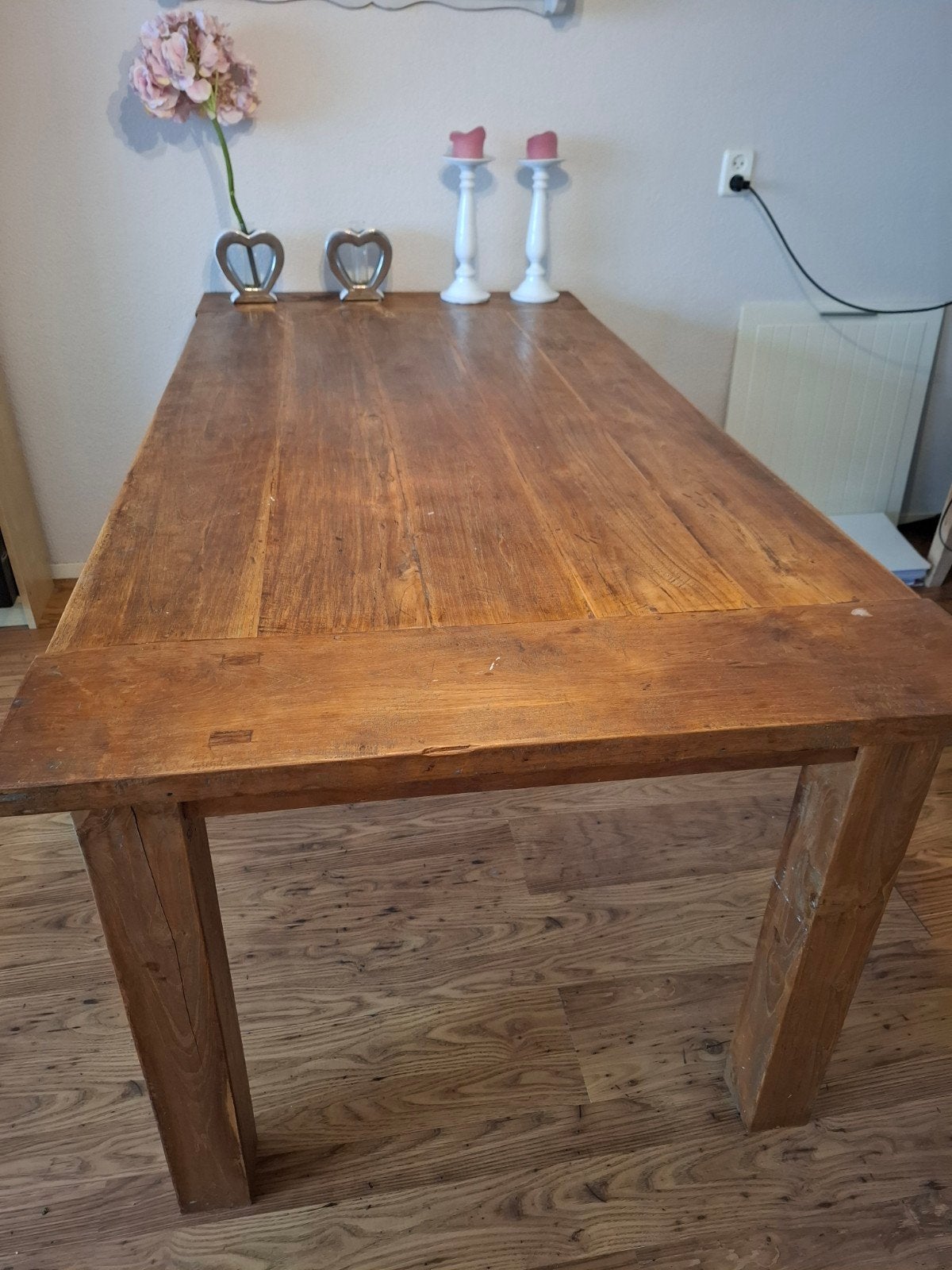 Massief houten eettafel, Huis en Inrichting, Ophalen, Gebruikt, Eikenhout, 50 tot 100 cm
