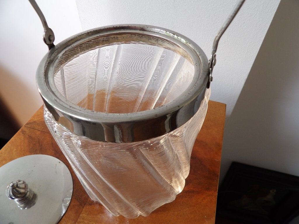 Art Deco Koekdoos, Nederland 30/40er jaren, draadglas/chroom, Ophalen of Verzenden