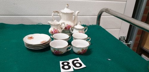 Mini servies bloemen, met gouden details, Ophalen of Verzenden