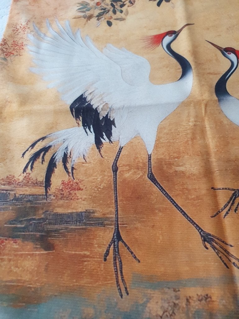 Sierkussenhoes met kraanvogels, 40x40 cm, met ritssluiting, Met ritssluiting, Geel, Nieuw, Ophalen of Verzenden