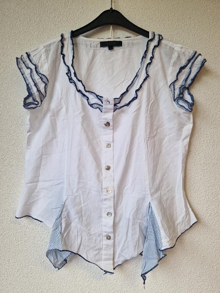 Dames blouse, shirt, top, korte mouw, Malvin, 40, Maat 38/40 (M), Malvin, Wit, Ophalen of Verzenden