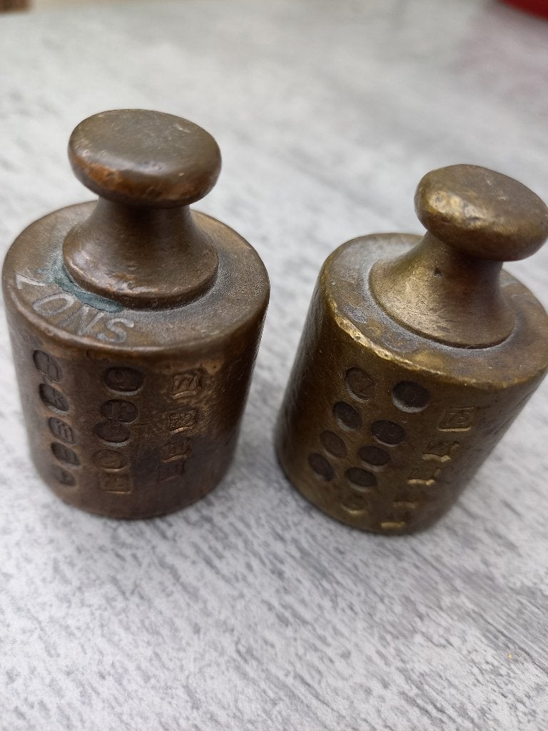 Koperen gewichten (2 stuks 20 gram, geijkt), Antiek en Kunst, Ophalen of Verzenden