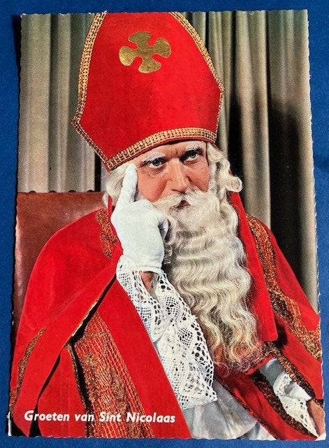Even nadenken Sinterklaas Groeten van Sint Nicolaas, Ophalen of Verzenden, 1960 tot 1980, Ongelopen, Feest(dag)