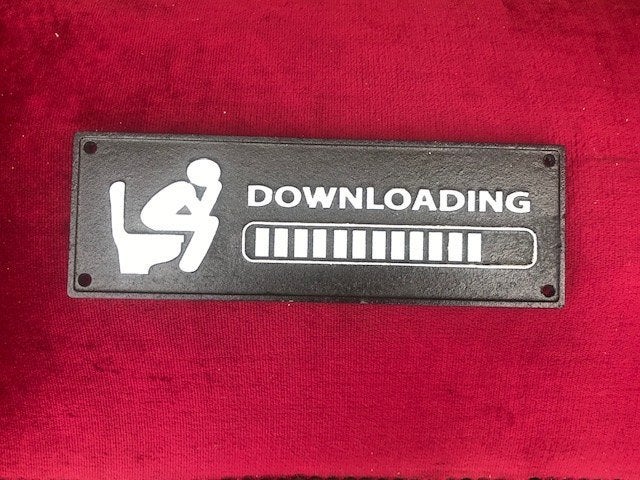 gietijzeren wandbord, DOWNLOADING, Antiek en Kunst, Ophalen of Verzenden