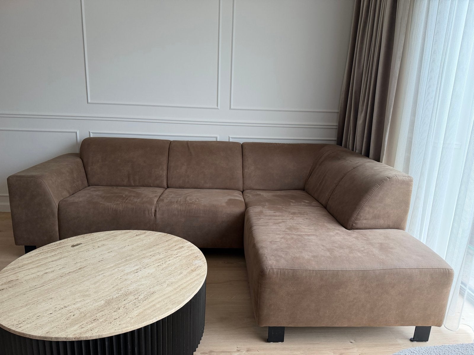 Leen Bakker Hoekbank Cognac - Zeer Nette Staat, Ophalen, 250 tot 300 cm, 100 tot 125 cm, Hoekbank