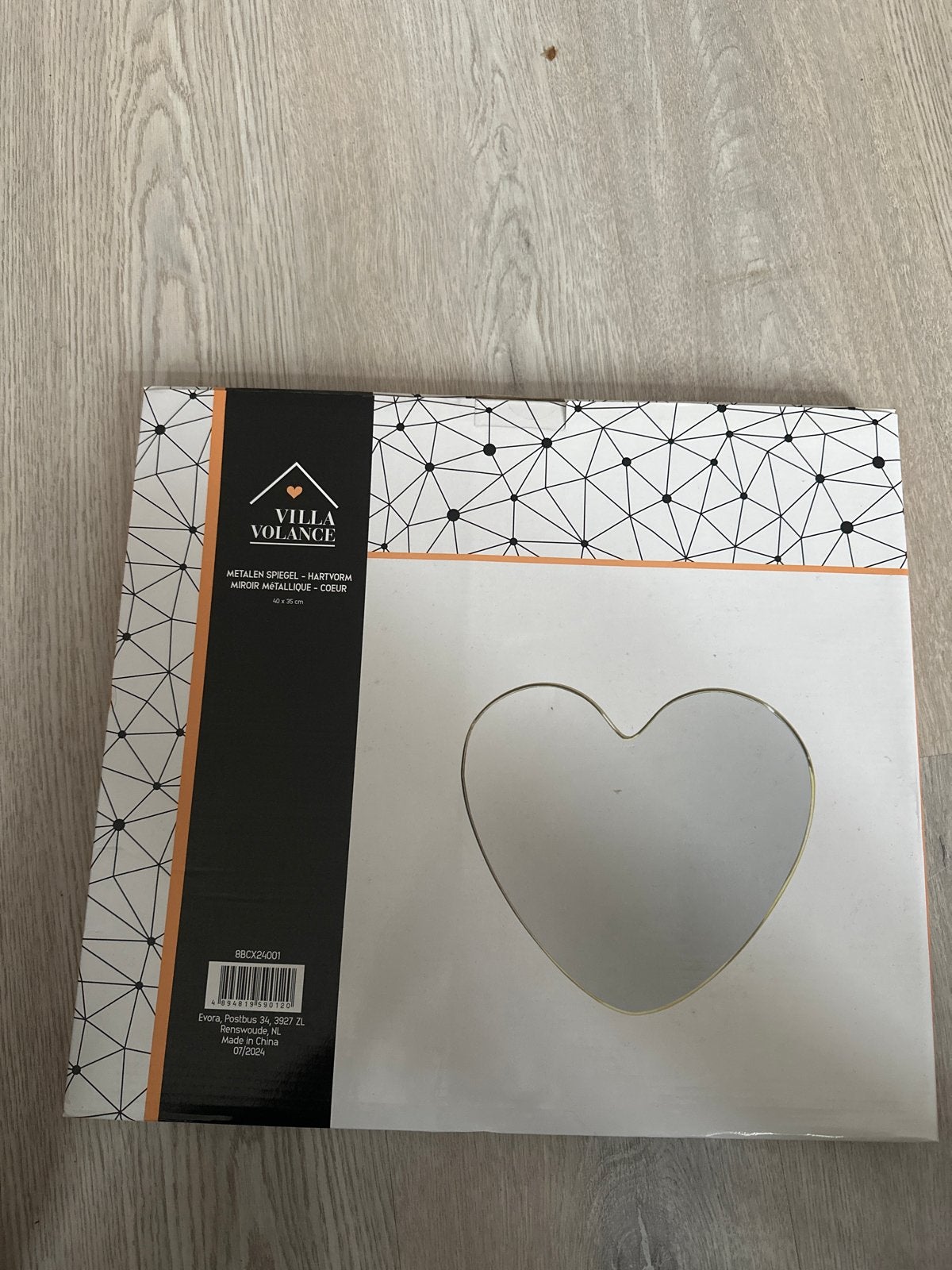 Villa Volance Metalen Spiegel Hartvorm 40x35cm, Minder dan 50 cm, Nieuw, Ophalen of Verzenden, Minder dan 100 cm