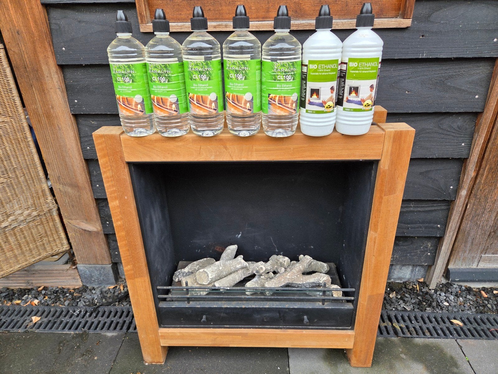 Bio-ethanolhaard of sfeerhaard met een houten schouw, Ophalen, Gebruikt