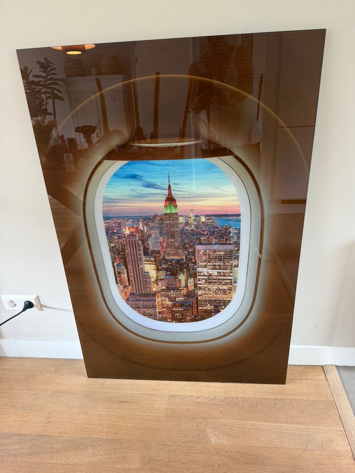 Glasfoto Parijs en New York, Ophalen, Gebruikt, Schilderij, Achter glas