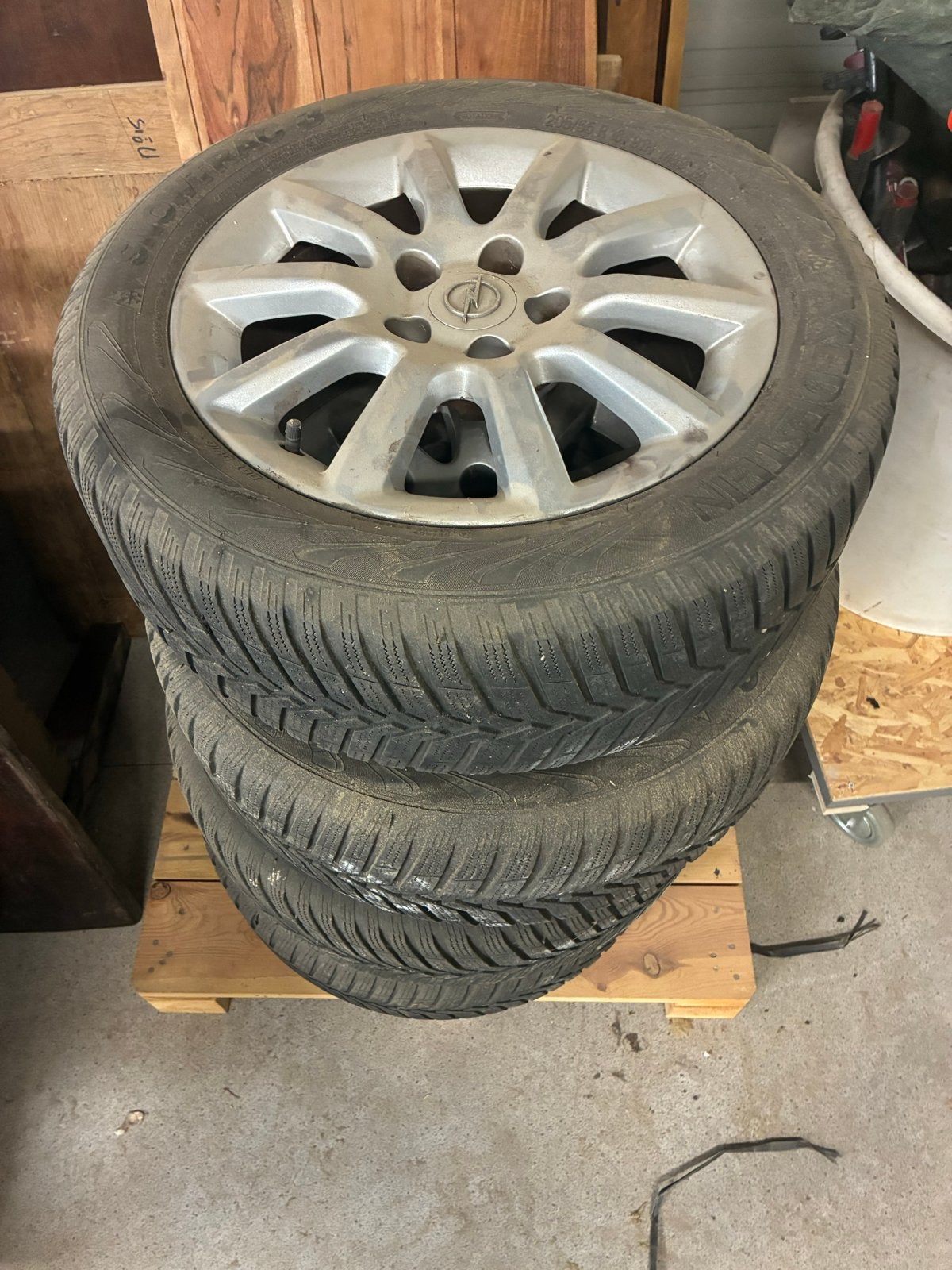 4x Winterbanden Vredestein Snowtrac 3 met Opel velgen 205/55, Ophalen, Gebruikt