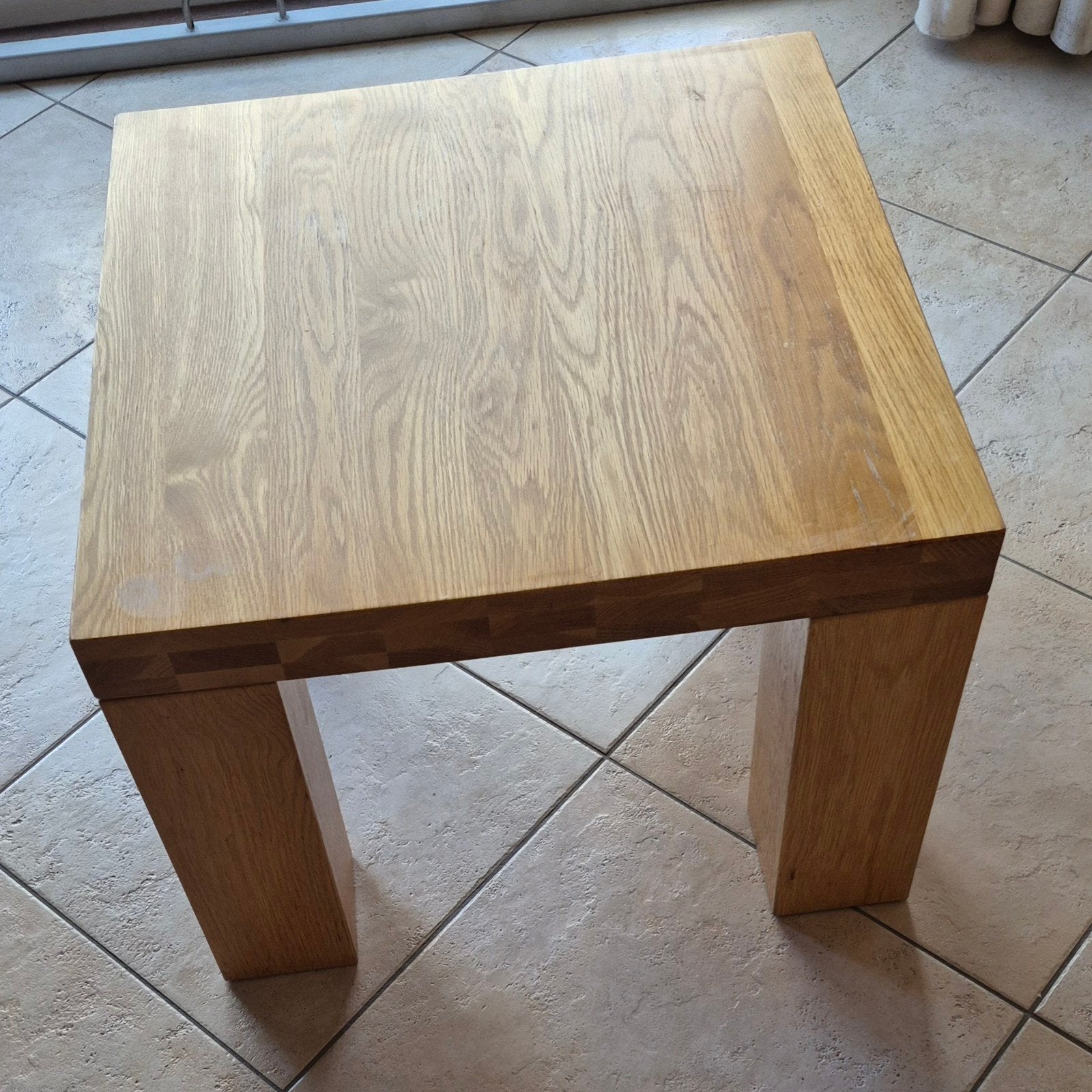 Massief eikenhouten tafeltje 60x60x45 cm blank eiken hout, Ophalen, Minder dan 45 cm, Gebruikt, Vierkant