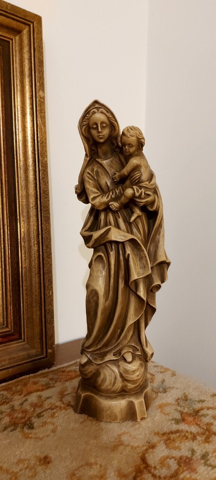 Prachtig oud Mariabeeld: Maria met kindje Jezus op de arm, Ophalen of Verzenden
