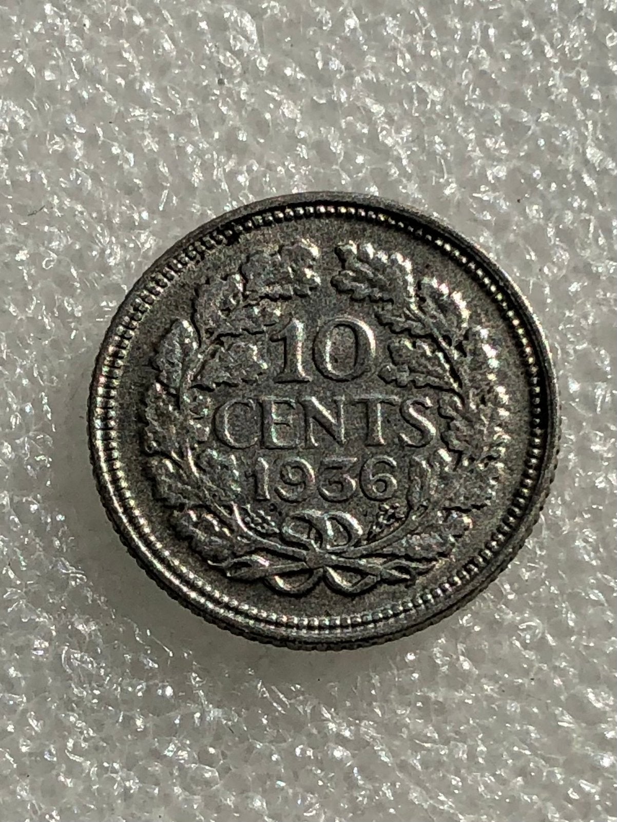 10 cent 1936, Verzenden, 10 cent, Losse munt, Zilver