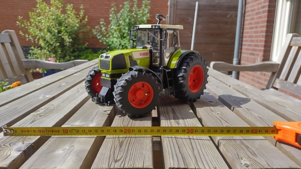 Bruder Claas tractor met aanhanger + 4 extra banden, Ophalen, Gebruikt