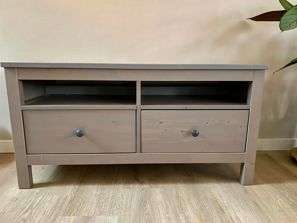 IKEA Hemnes TV-meubel met 2 lades - Grijsbruin, Ophalen, Gebruikt, 100 tot 150 cm, Minder dan 100 cm