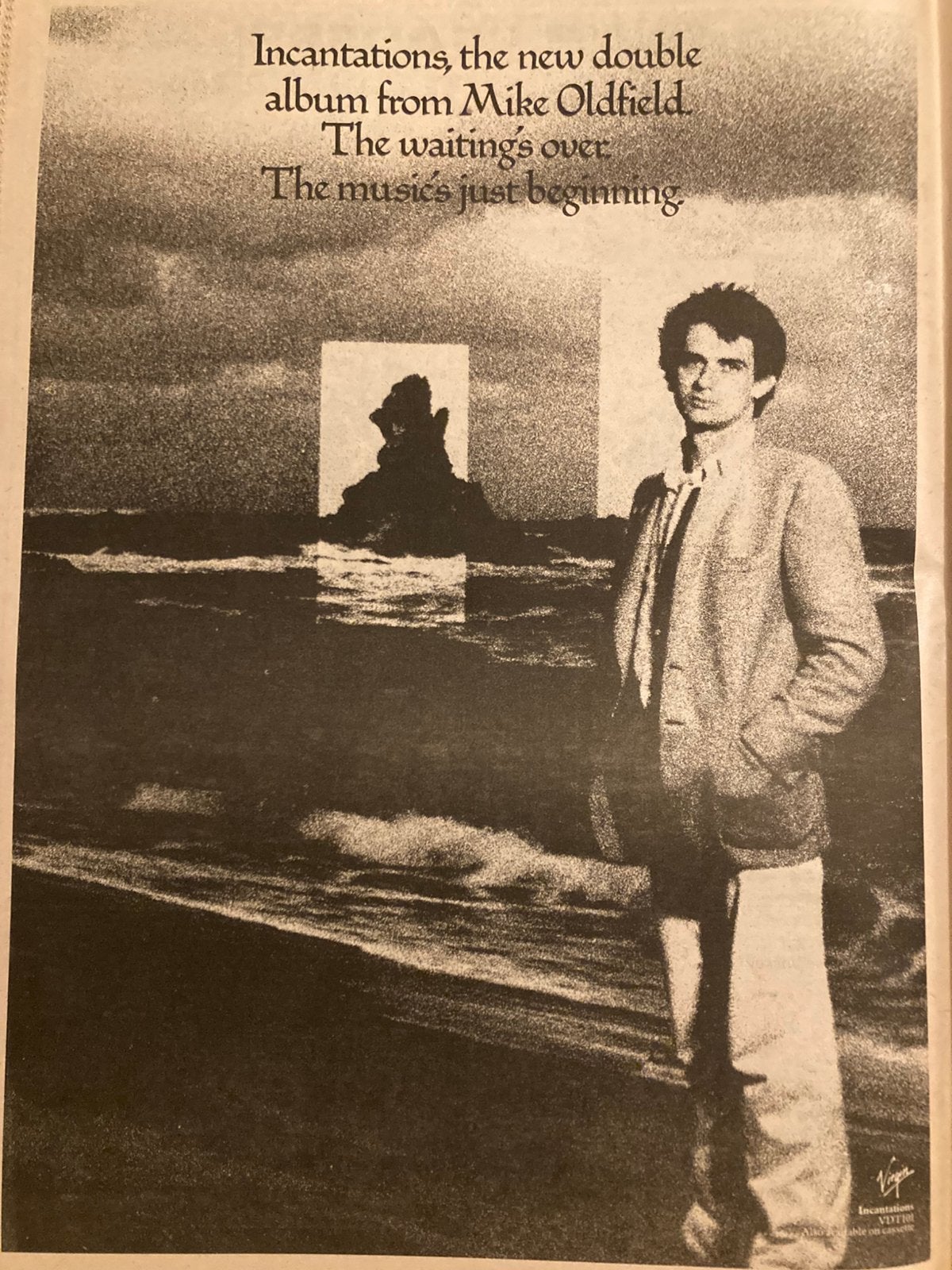 Paginagrote A3 advertentie MIKE OLDFIELD Incantations relea, Ophalen of Verzenden, Zo goed als nieuw