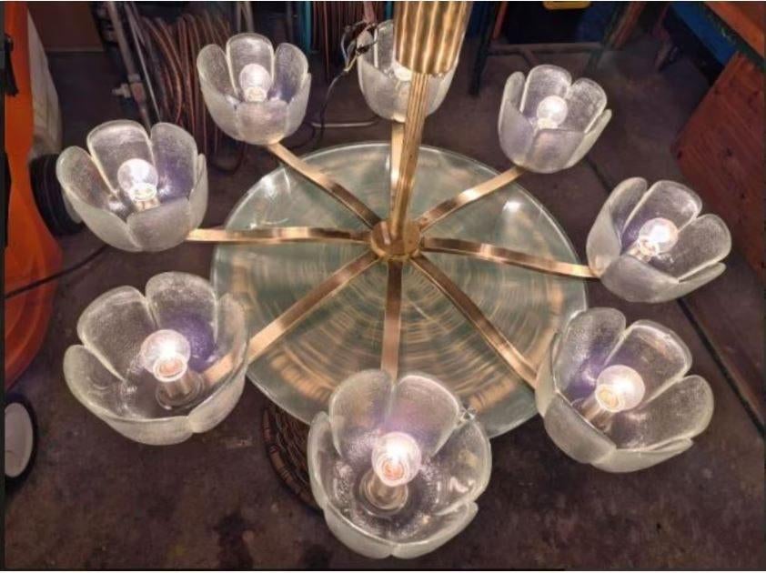 vintage Kalmar Murano kroonluchter xl, Ophalen, Zo goed als nieuw, Glas, Mid century