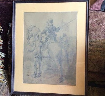 Willem van Oranje(1533-1584) Tekening in Lijst - Gesign 1881, Ophalen of Verzenden