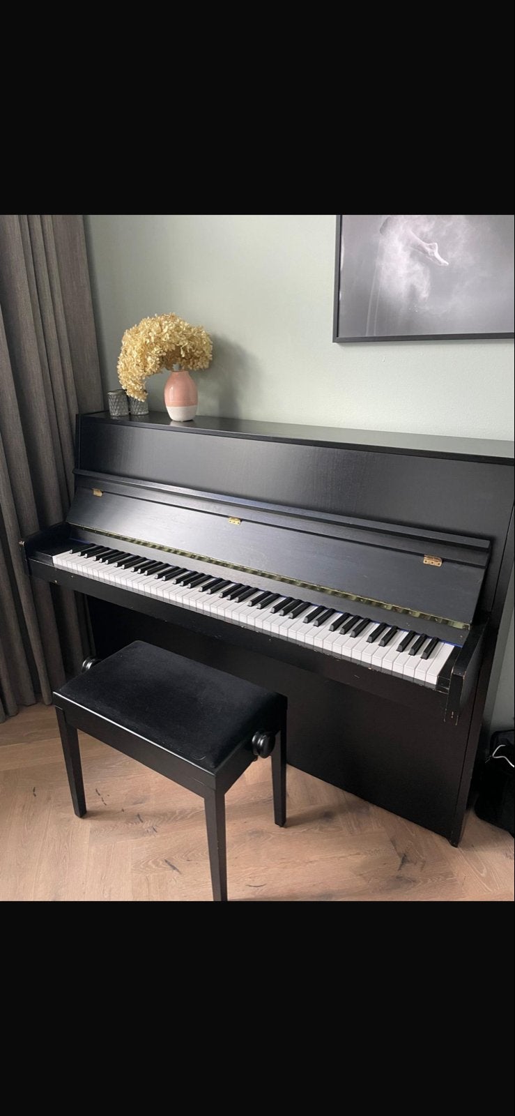 Zwart Piano met Kruk - 145x110x53 cm, Ophalen, Gebruikt, Zwart, Piano