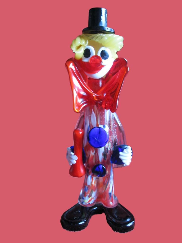 Clown met fles in de hand, Murano (26cm hoogte)., Antiek en Kunst, Ophalen
