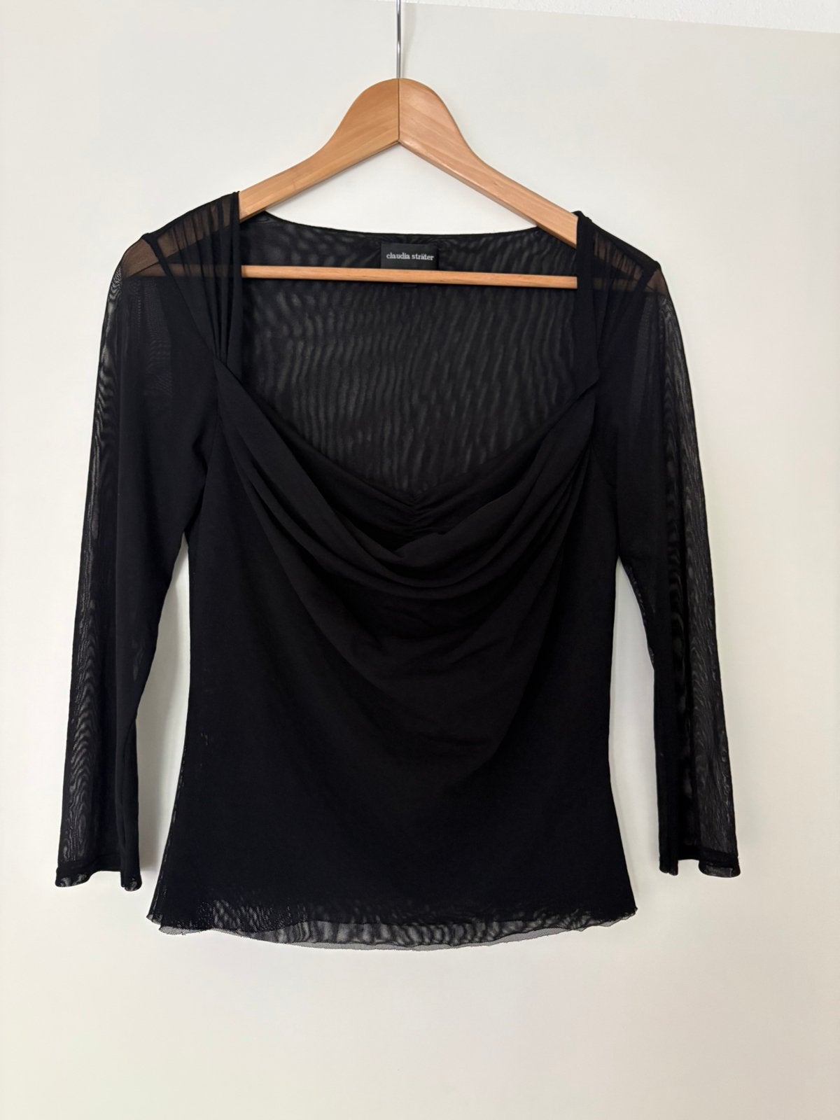 Claudia Sträter zwarte mesh top – maat 36, Zwart, Ophalen of Verzenden, Zo goed als nieuw, Lange mouw
