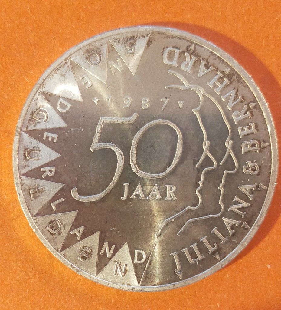 50 gulden 1987, Postzegels en Munten, Munten | Nederland, Koningin Beatrix, Zilver, Ophalen of Verzenden, Losse munt