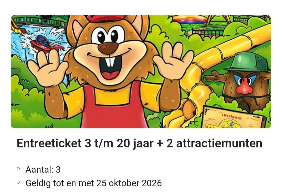 speelpark Hoge Boekel Enschede, Tickets en Kaartjes, Drie personen of meer, Ticket of Toegangskaart
