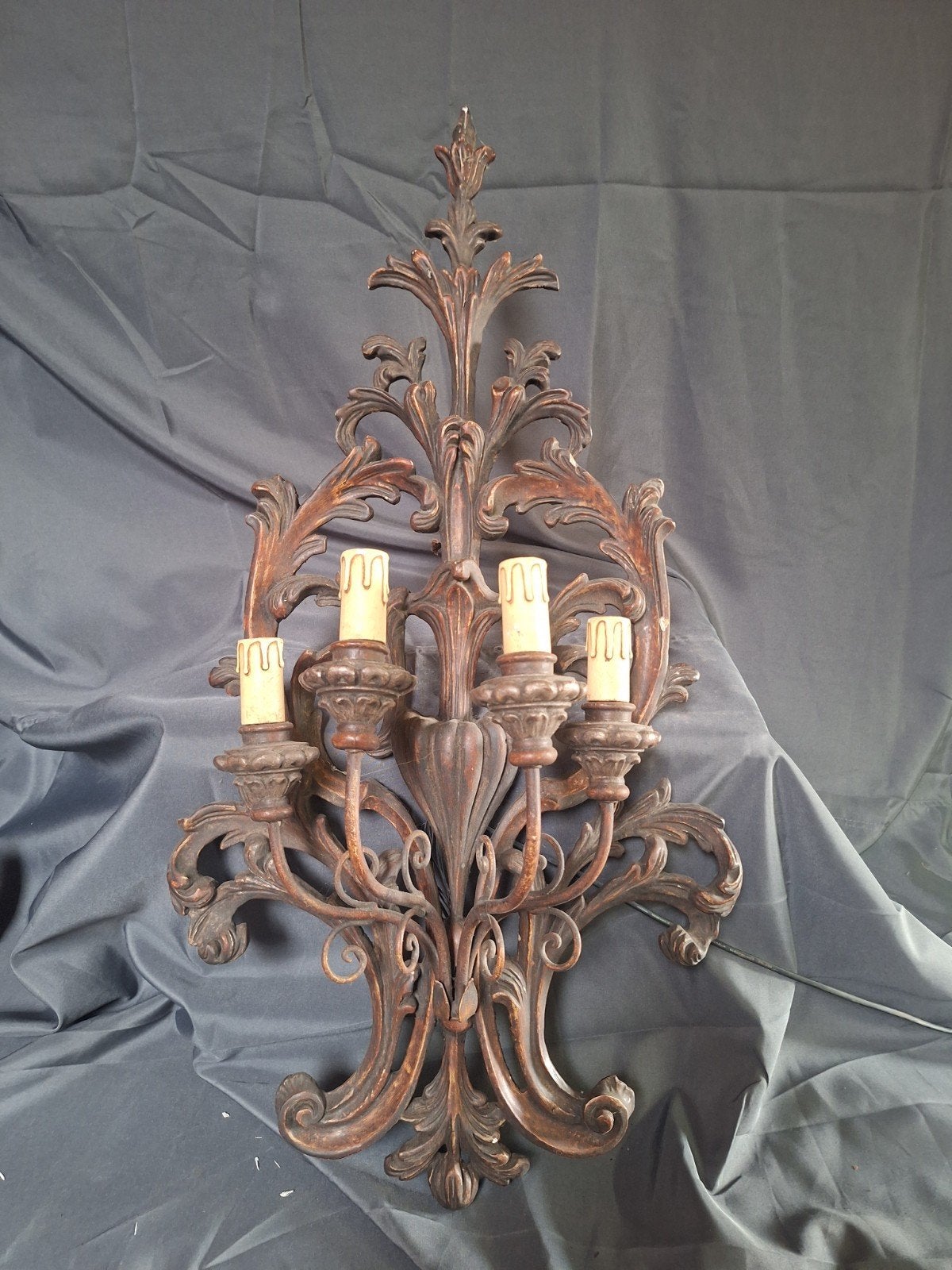 Antieke Houten Barok Wandlamp - Sierlijk en Sfeervol, Antiek en Kunst, Ophalen of Verzenden