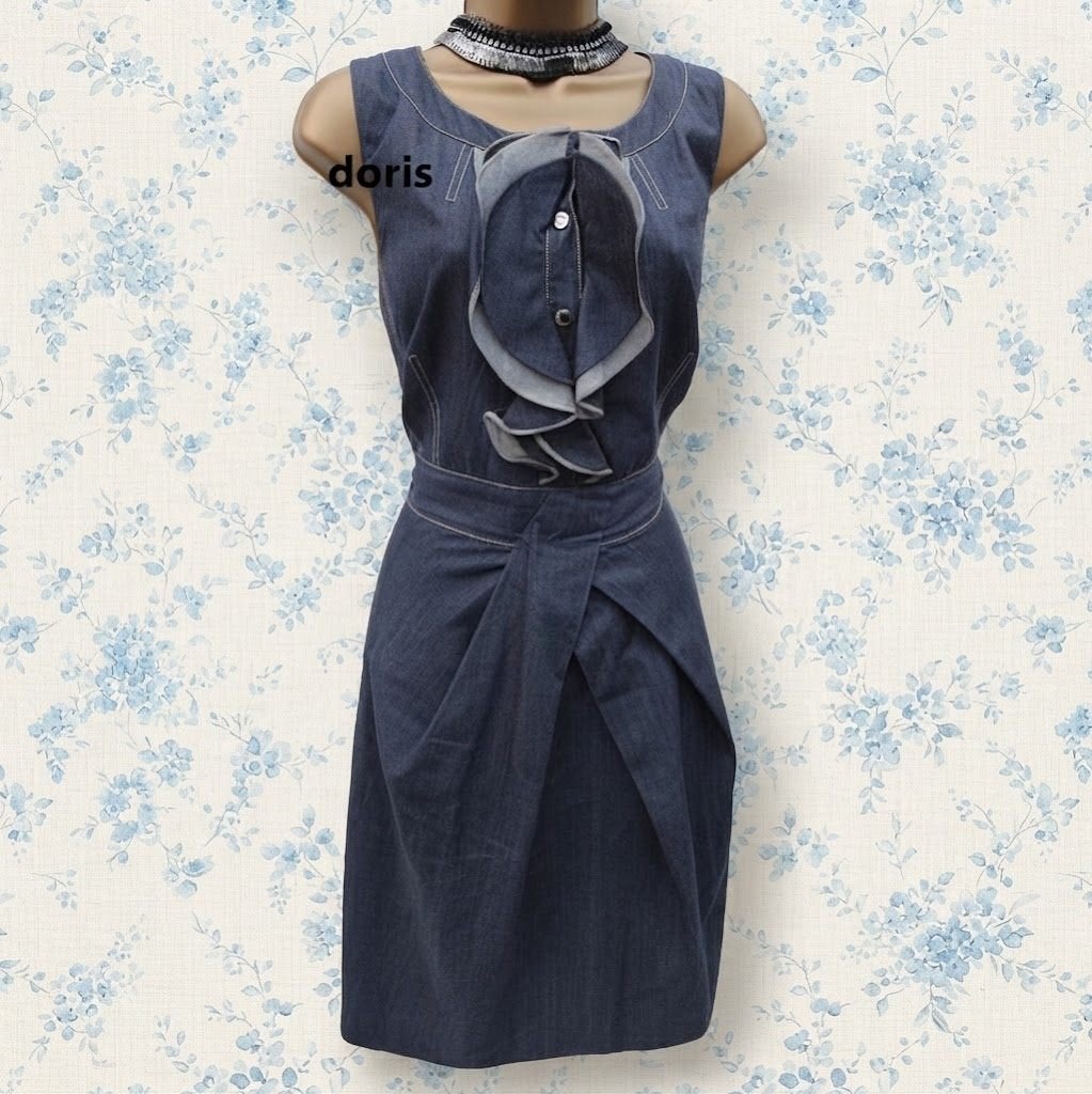 denim jurk karen Millen maat 10/38 oksel tot oksel 43 cm, Maat 38/40 (M), Karen Millen, Blauw, Ophalen of Verzenden
