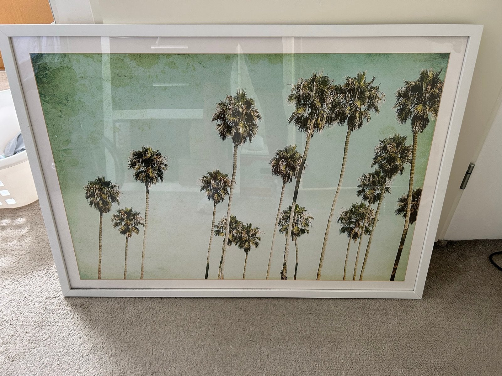 Ingelijste poster zonnige palmbomen 100x70cm, Ophalen, Gebruikt, Ingelijst werk, Met afbeelding