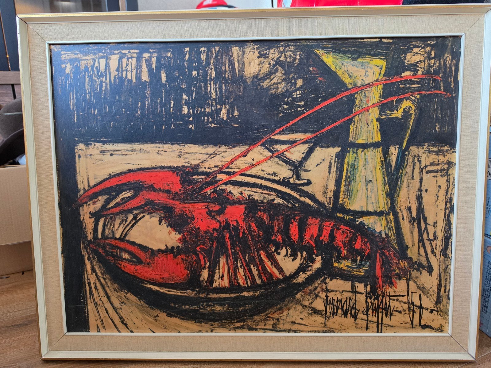 Vintage schilderij print Bernard Buffet  La Langouste, Antiek en Kunst, Kunst | Schilderijen | Abstract, Ophalen of Verzenden
