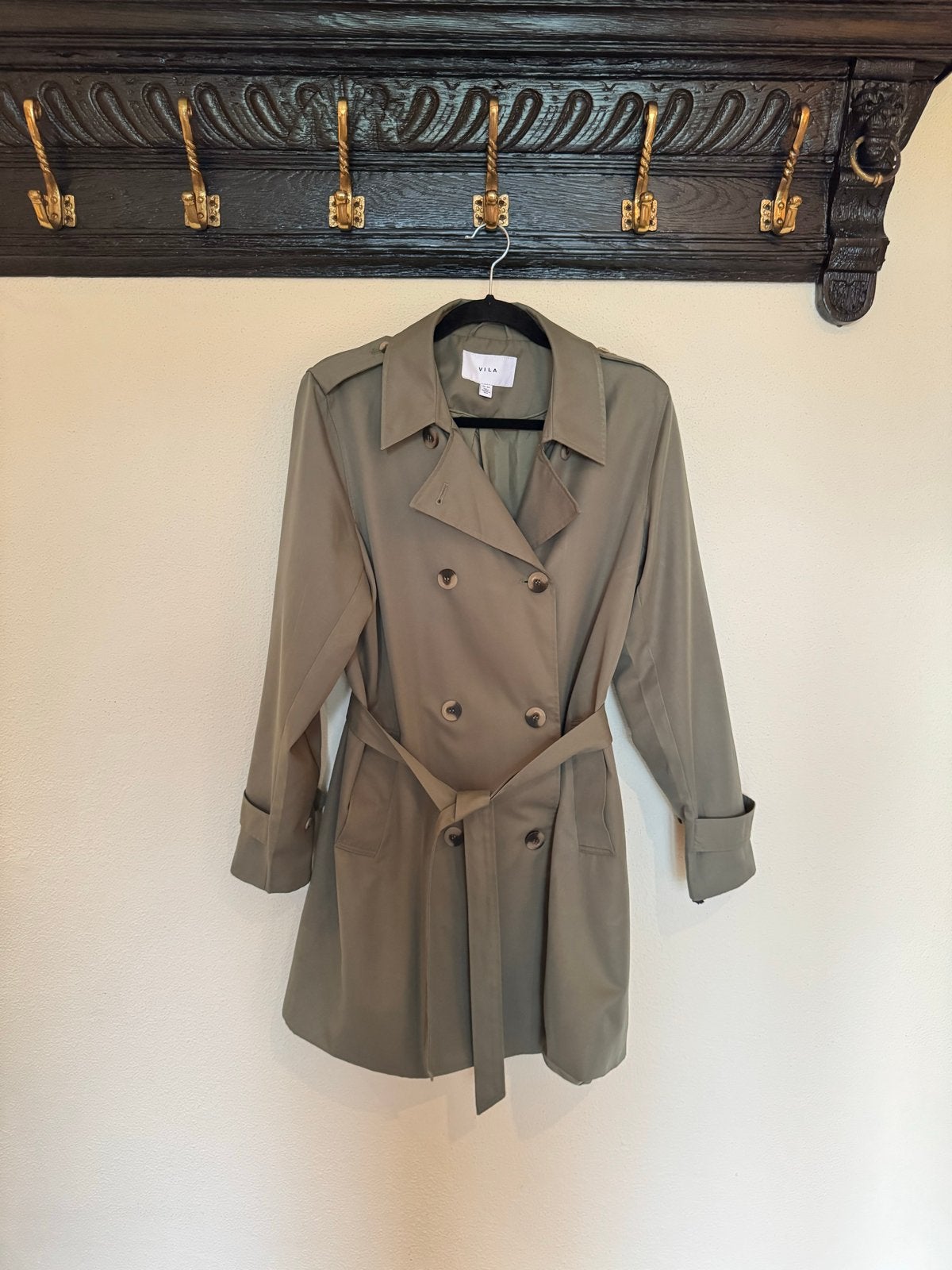 Groene trenchcoat maat 44, Ophalen of Verzenden, Gedragen, Maat 42/44 (L), Groen