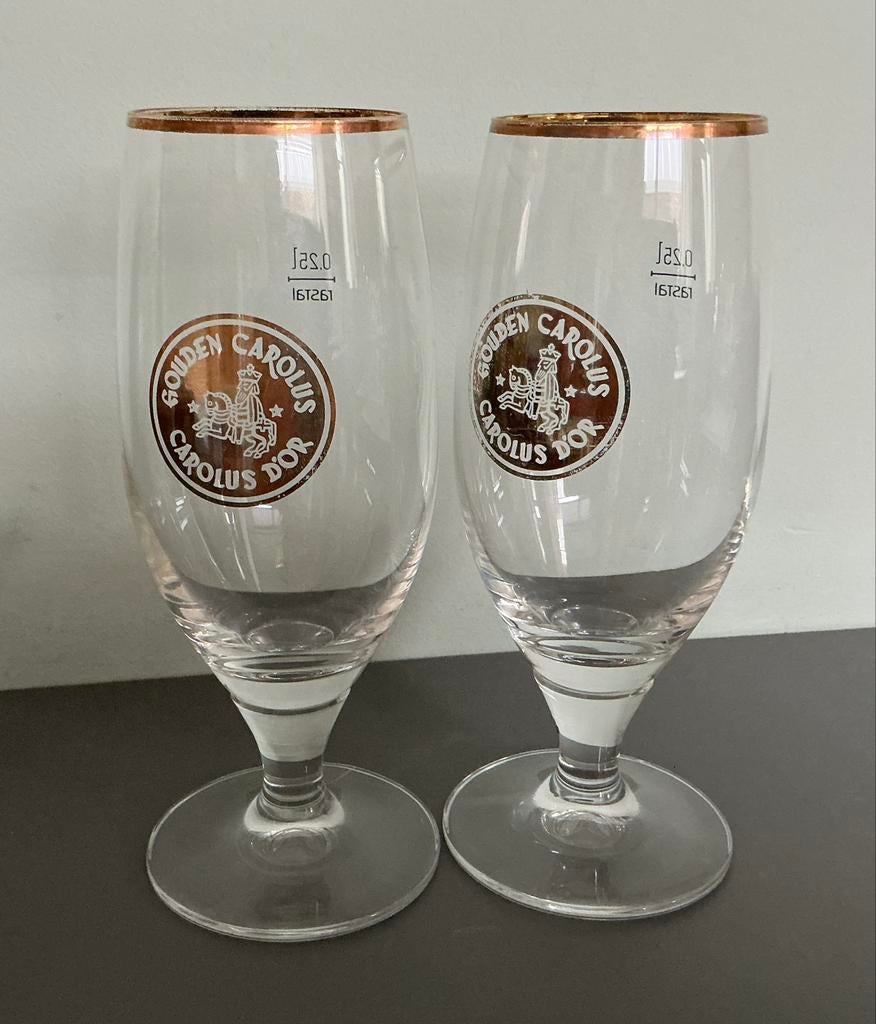 Zeldzaam oude Gouden Carolus bierglazen, Ophalen of Verzenden, Gebruikt, Bierglas