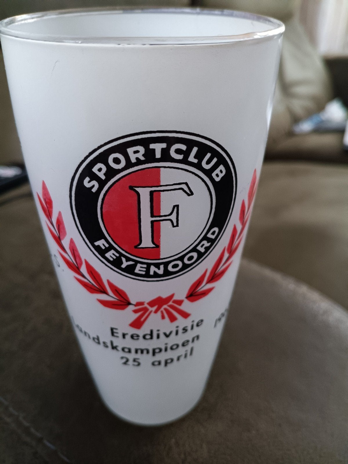 Feyenoord glas   Landskampioen 25 -4 -1965, Verzamelen, Ophalen of Verzenden, Gebruikt, Feyenoord, Overige typen