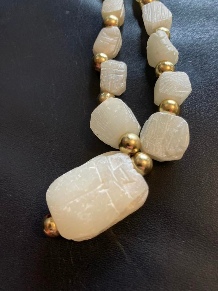 Egyptische Scarabee Ketting - vintage, Met hanger, Gebruikt, Wit, Ophalen of Verzenden
