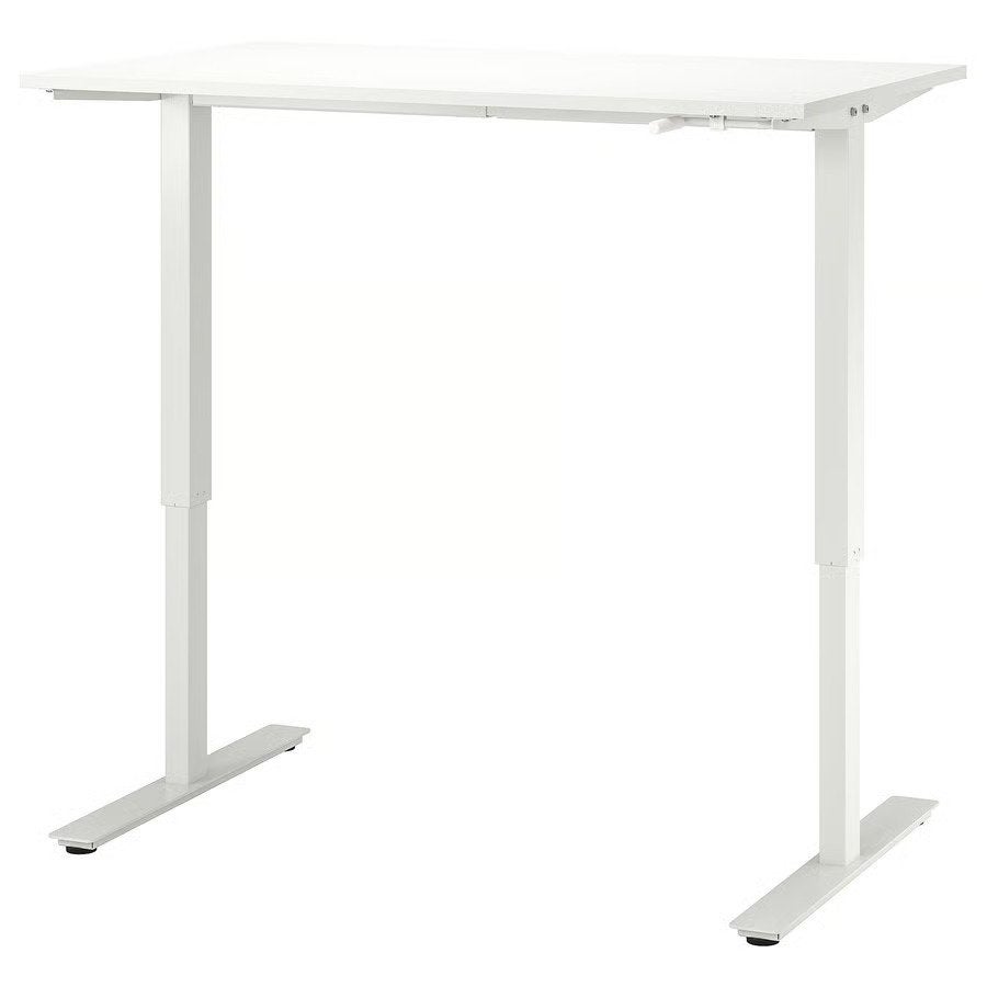 IKEA Trotten Zit-sta Bureau Wit - handmatig verstelbaar, Huis en Inrichting, Bureaus, Ophalen, Zit-sta bureau, Gebruikt, 120 cm