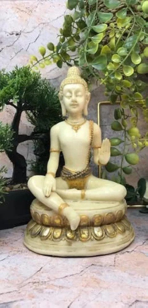 Decoratief Boeddha beeld - Goudkleurig zittend, Ophalen of Verzenden, Nieuw