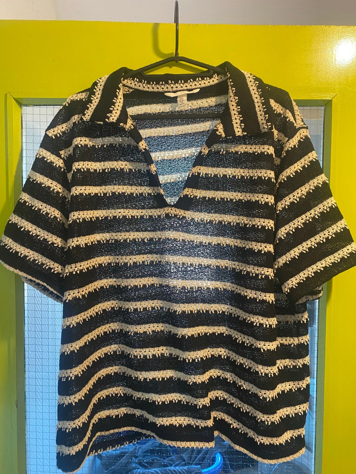 H&M Dames Polo - Zwart/Wit gestreept - Maat XL, Zwart, Maat 42/44 (L), Ophalen of Verzenden, Korte mouw