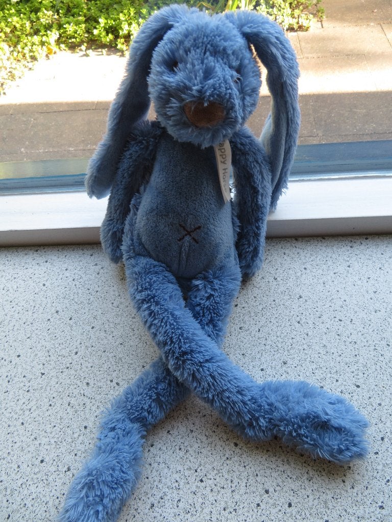 Konijn Rabbit Richie Happy Horse meet ca 40 cm blauw velours, Kinderen en Baby's, Speelgoed | Knuffels en Pluche, Happy Horse