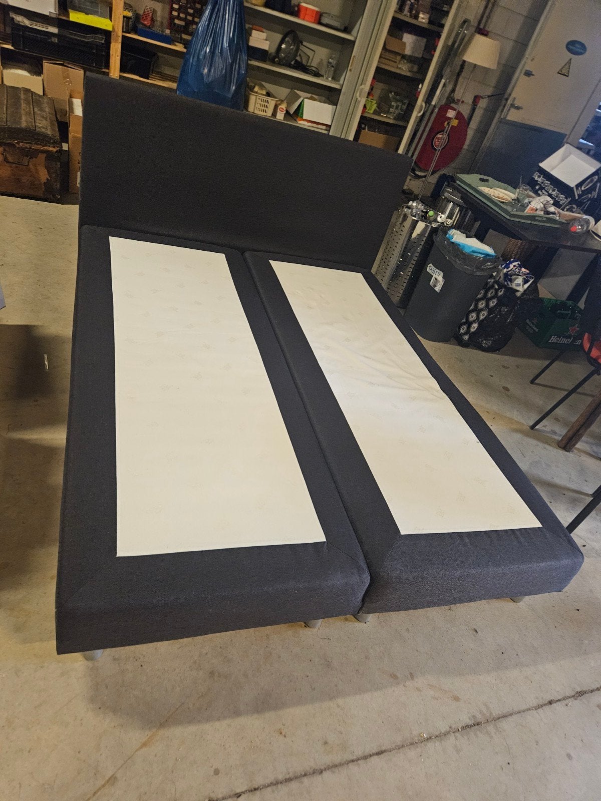 Tweepersoons boxspring met hoofdbord (160 x 200 cm), Ophalen, Gebruikt, Tweepersoons, 140 cm